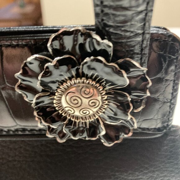 Like New Brighton Black Croc embossed and Pebble Leather Satchel Mini bag - Picture 2 of 11